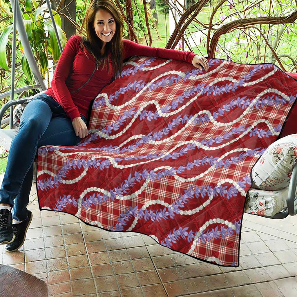Red Hawaii Palaka Honohono Pikake Quilt Hawaiian Orchid Lei Polynesian Pattern LT14 - Polynesian Pride
