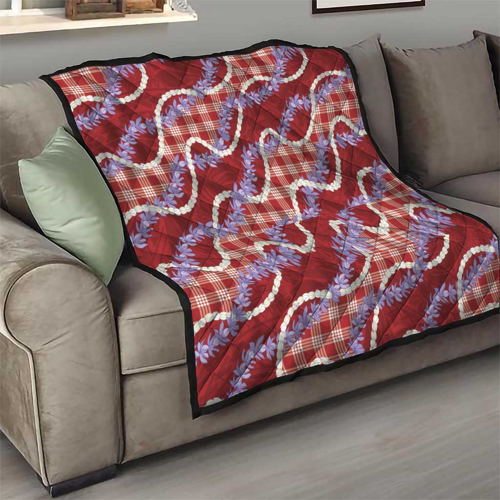 Red Hawaii Palaka Honohono Pikake Quilt Hawaiian Orchid Lei Polynesian Pattern LT14 - Polynesian Pride