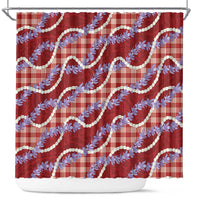 Red Hawaii Palaka Honohono Pikake Shower Curtain Hawaiian Orchid Lei Polynesian Pattern LT14 Red - Polynesian Pride