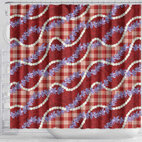 Red Hawaii Palaka Honohono Pikake Shower Curtain Hawaiian Orchid Lei Polynesian Pattern LT14 - Polynesian Pride