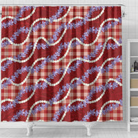 Red Hawaii Palaka Honohono Pikake Shower Curtain Hawaiian Orchid Lei Polynesian Pattern LT14 - Polynesian Pride