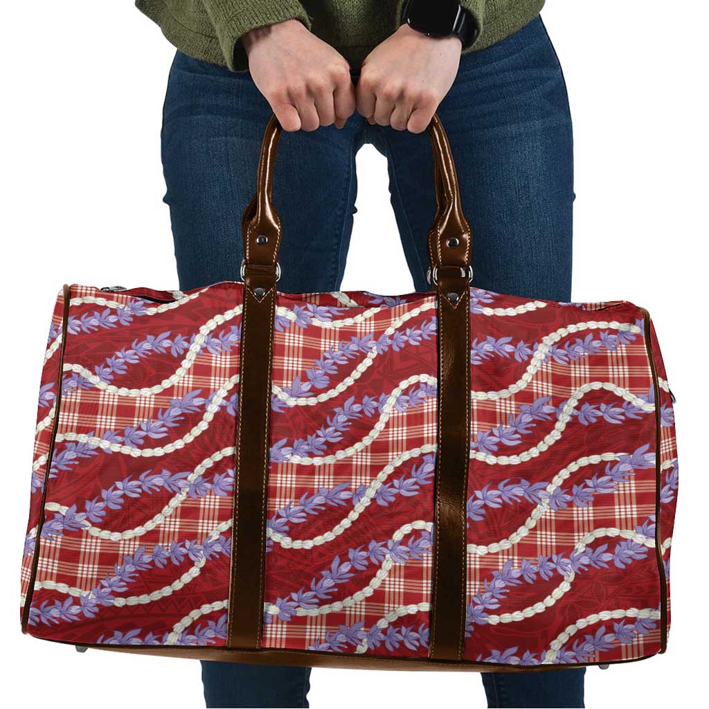 Red Hawaii Palaka Honohono Pikake Travel Bag Hawaiian Orchid Lei Polynesian Pattern LT14 Red - Polynesian Pride