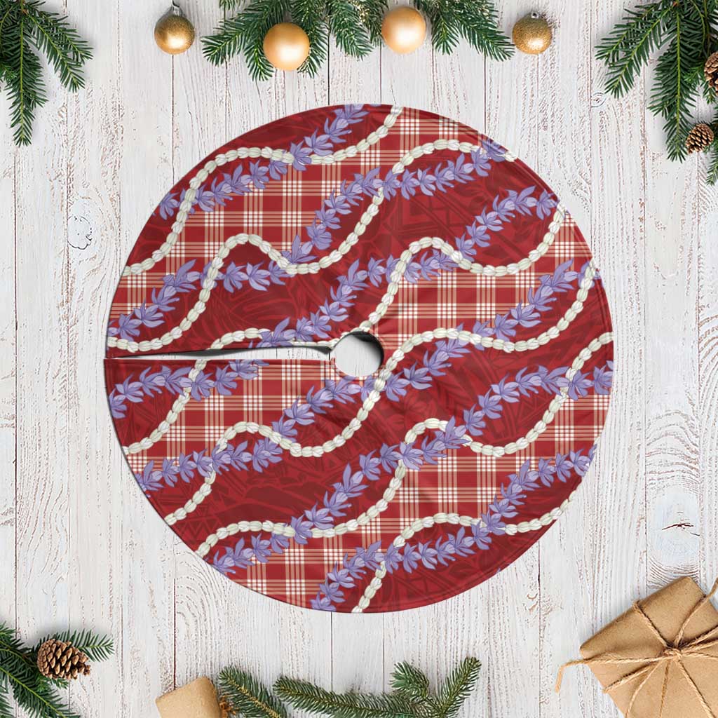 Red Hawaii Palaka Honohono Pikake Tree Skirt Hawaiian Orchid Lei Polynesian Pattern LT14 Casual Red - Polynesian Pride