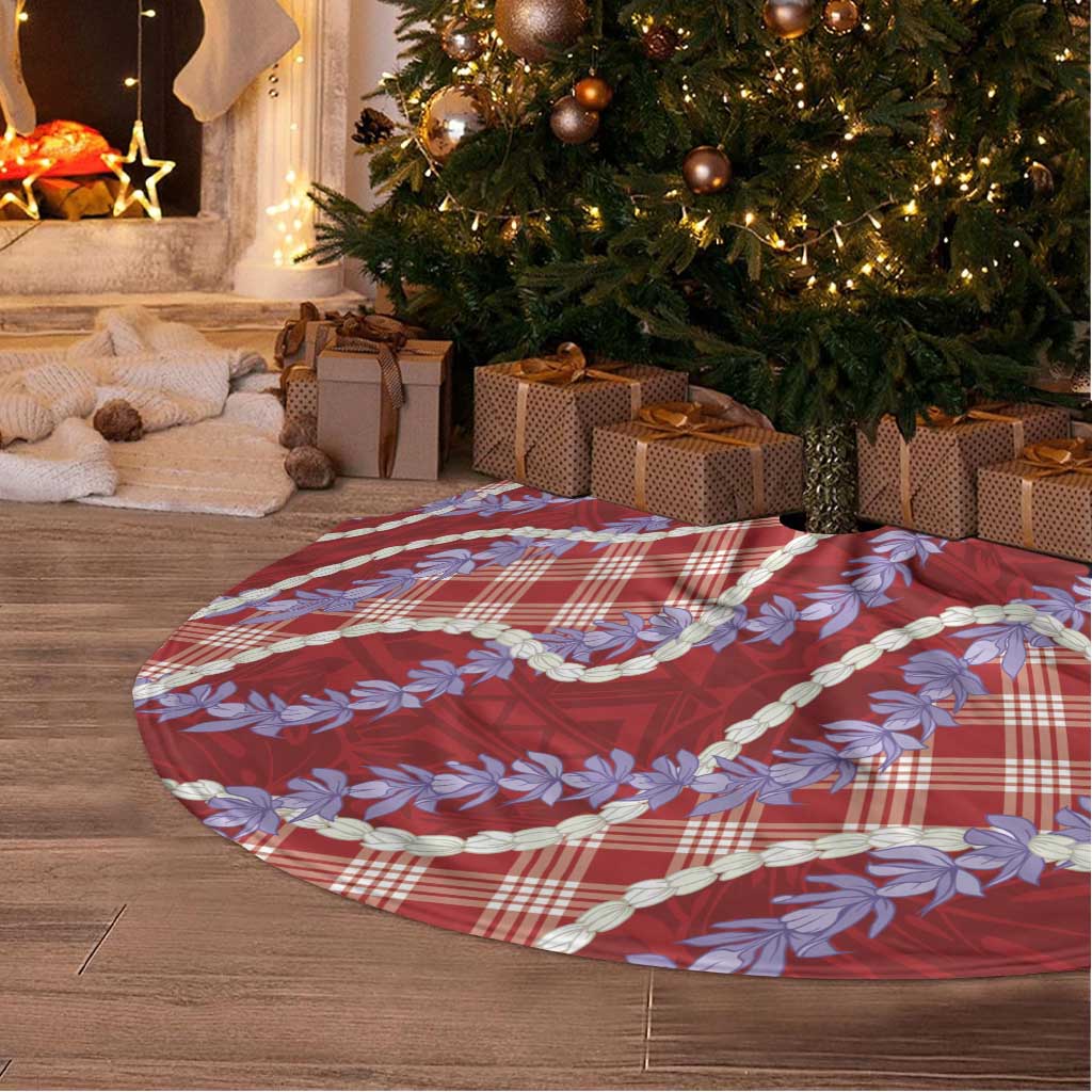Red Hawaii Palaka Honohono Pikake Tree Skirt Hawaiian Orchid Lei Polynesian Pattern LT14 - Polynesian Pride