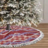Red Hawaii Palaka Honohono Pikake Tree Skirt Hawaiian Orchid Lei Polynesian Pattern LT14 - Polynesian Pride