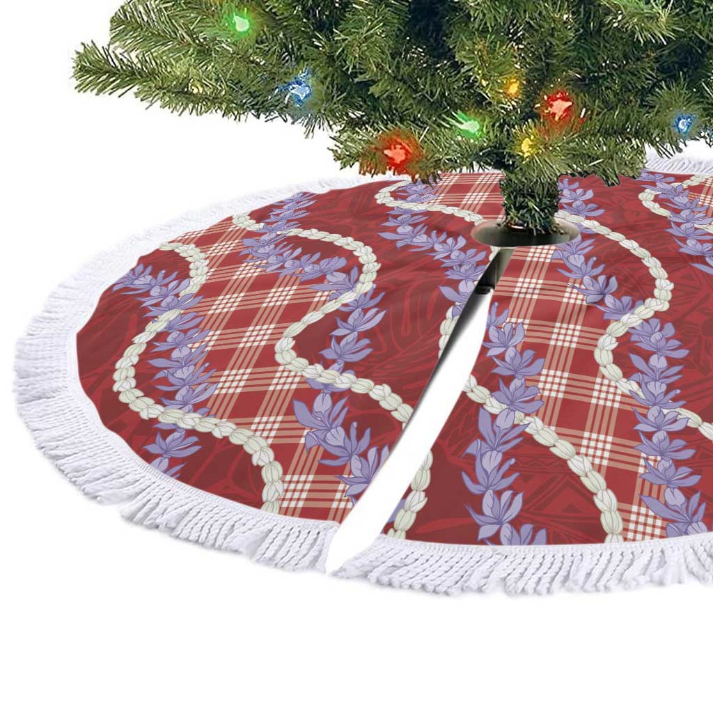 Red Hawaii Palaka Honohono Pikake Tree Skirt Hawaiian Orchid Lei Polynesian Pattern LT14 - Polynesian Pride