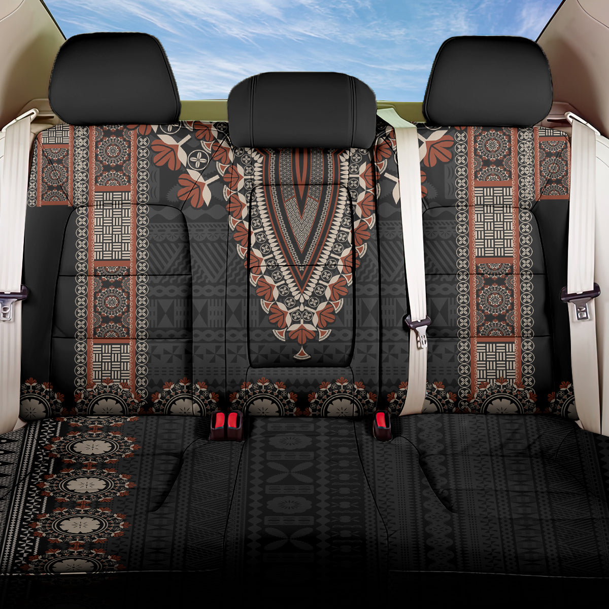 Bula Fiji Dashiki Vintage Fijian Masi Tapa Pattern Back Car Seat Cover LT14 One Size Brown - Polynesian Pride