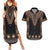 Bula Fiji Dashiki Vintage Fijian Masi Tapa Pattern Couples Matching Summer Maxi Dress and Hawaiian Shirt LT14 Brown - Polynesian Pride