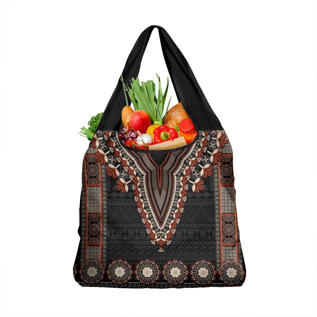 Bula Fiji Dashiki Vintage Fijian Masi Tapa Pattern Grocery Bag LT14 1-pack One Size Brown - Polynesian Pride