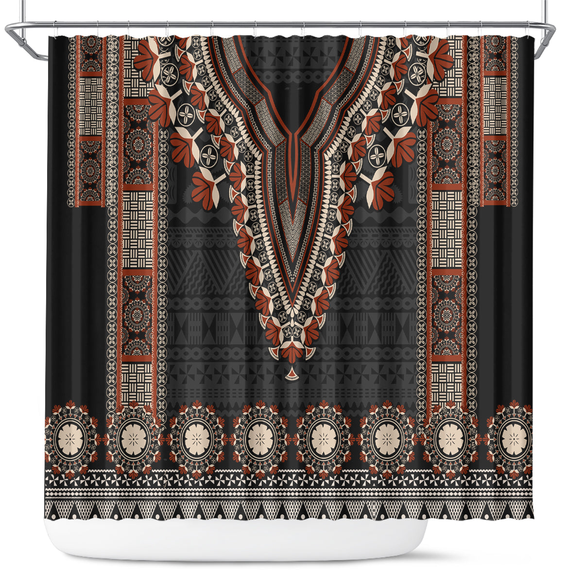 Bula Fiji Dashiki Vintage Fijian Masi Tapa Pattern Shower Curtain LT14 Brown - Polynesian Pride