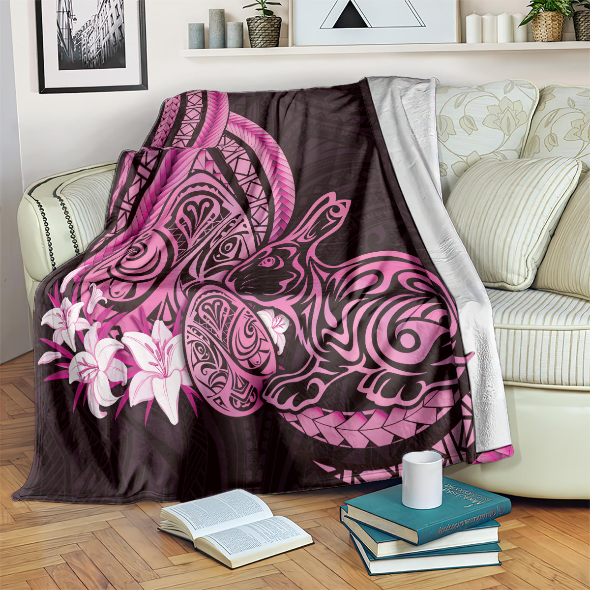 Pink Polynesia Easter Day Blanket Eggs With Bunny Polynesian Pattern LT14 Pink - Polynesian Pride