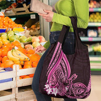 Pink Polynesia Easter Day Grocery Bag Eggs With Bunny Polynesian Pattern LT14 - Polynesian Pride