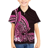 Pink Polynesia Easter Day Kid Hawaiian Shirt Eggs With Bunny Polynesian Pattern LT14 Kid Pink - Polynesian Pride