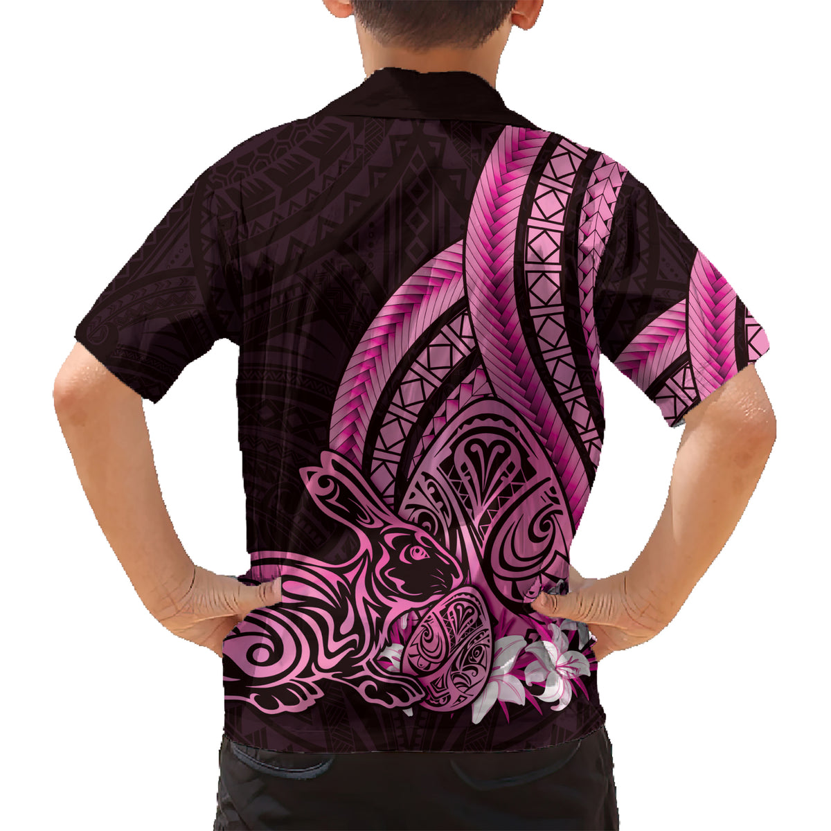 Pink Polynesia Easter Day Kid Hawaiian Shirt Eggs With Bunny Polynesian Pattern LT14 - Polynesian Pride