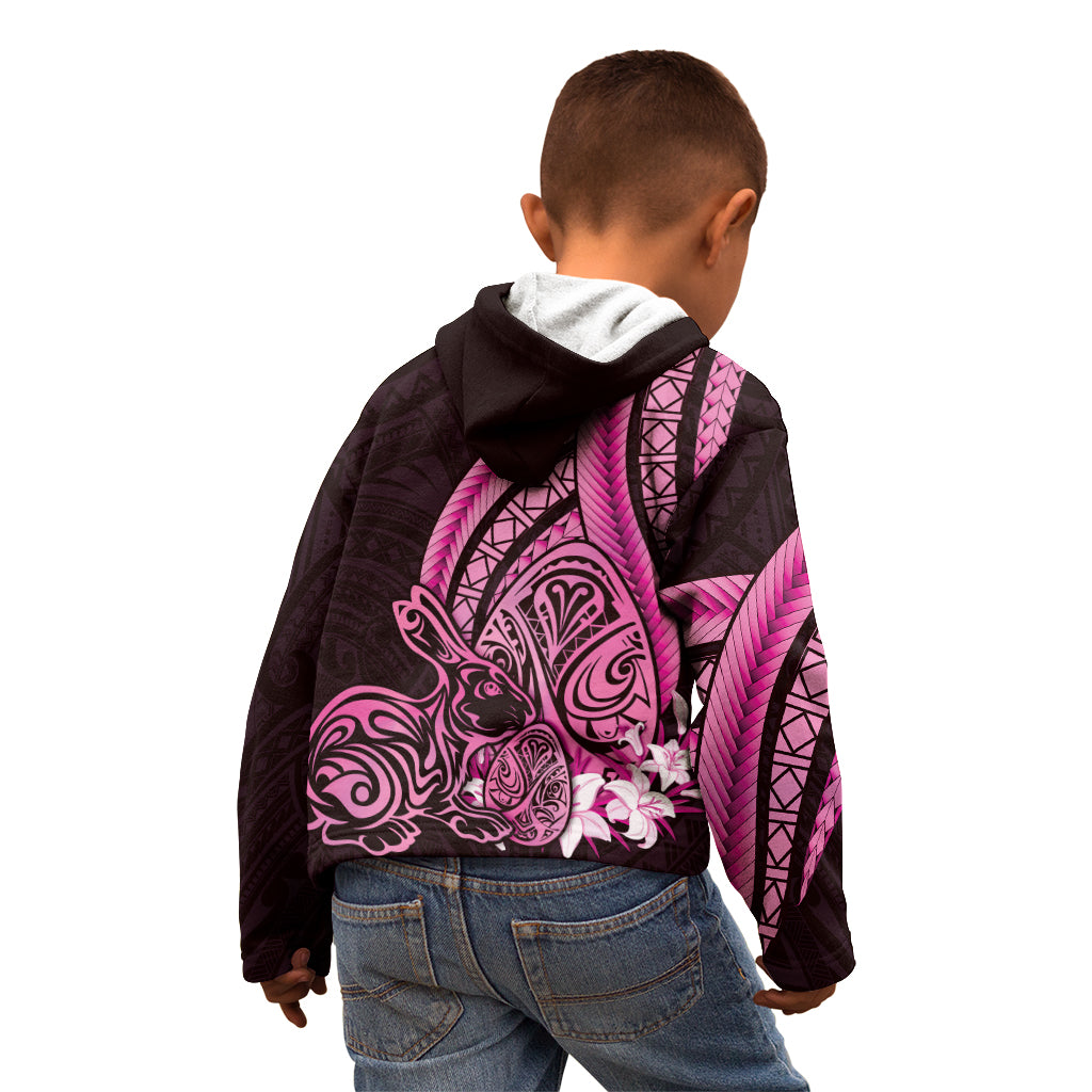 Pink Polynesia Easter Day Kid Hoodie Eggs With Bunny Polynesian Pattern LT14 - Polynesian Pride