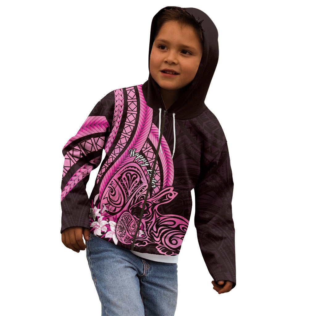 Pink Polynesia Easter Day Kid Hoodie Eggs With Bunny Polynesian Pattern LT14 - Polynesian Pride