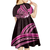 Pink Polynesia Easter Day Kid Short Sleeve Dress Eggs With Bunny Polynesian Pattern LT14 - Polynesian Pride