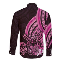 Pink Polynesia Easter Day Long Sleeve Button Shirt Eggs With Bunny Polynesian Pattern LT14 - Polynesian Pride