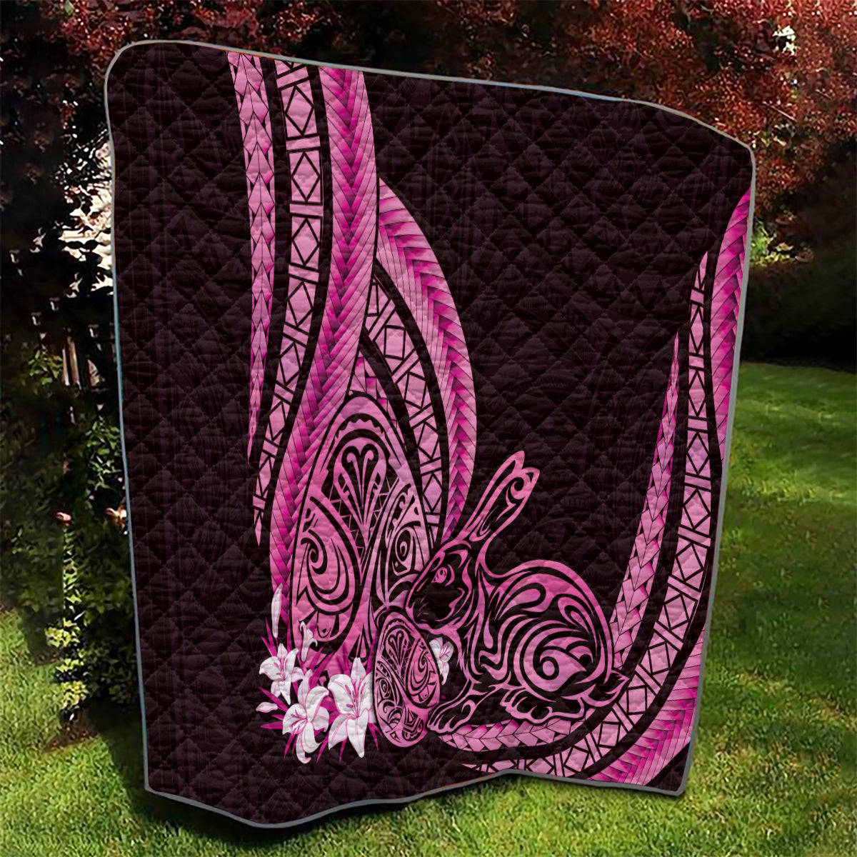 Pink Polynesia Easter Day Quilt Eggs With Bunny Polynesian Pattern LT14 - Polynesian Pride