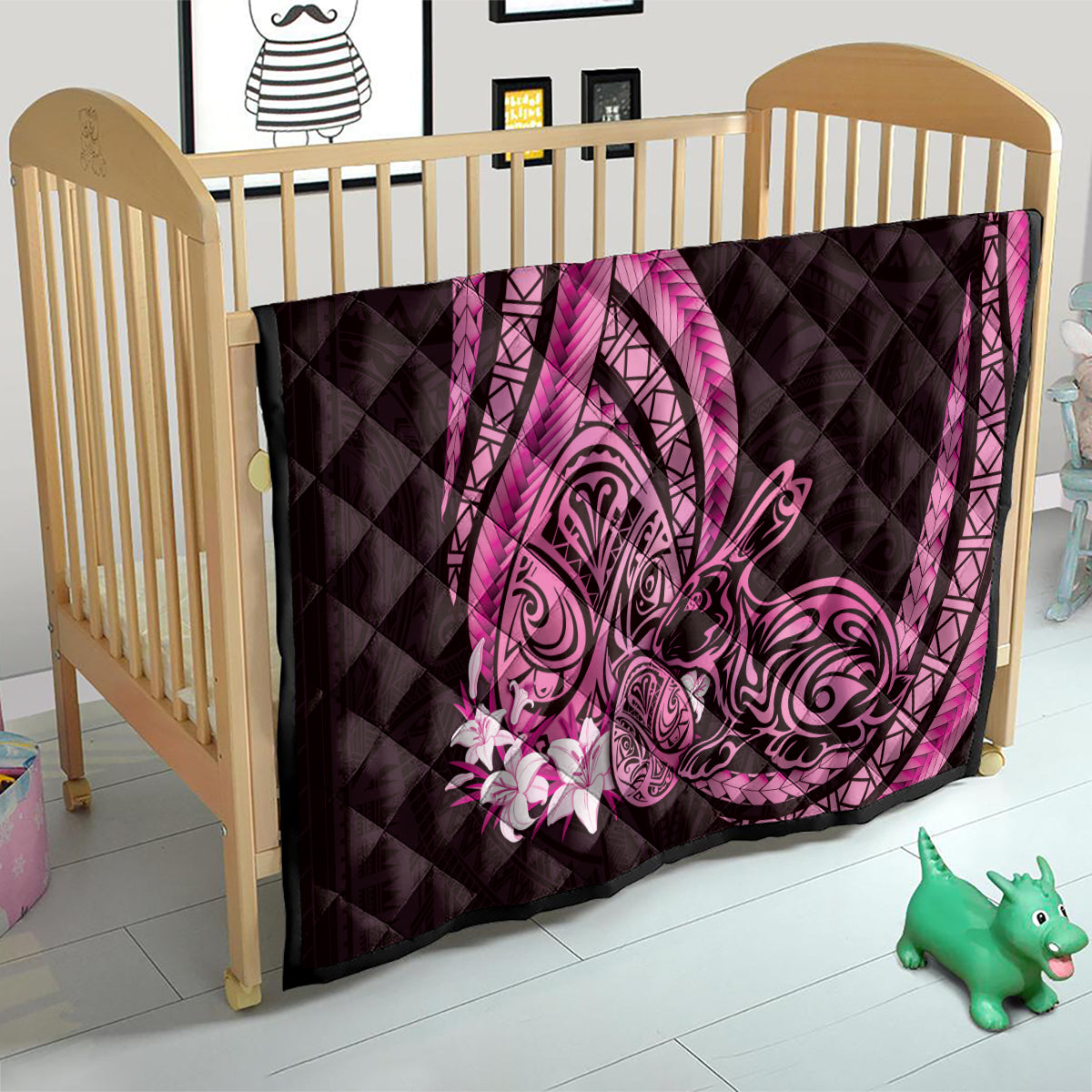 Pink Polynesia Easter Day Quilt Eggs With Bunny Polynesian Pattern LT14 - Polynesian Pride