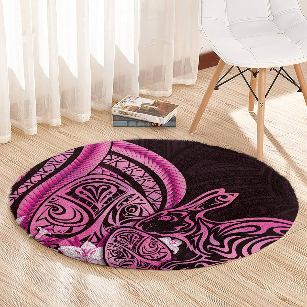 Pink Polynesia Easter Day Round Carpet Eggs With Bunny Polynesian Pattern LT14 - Polynesian Pride