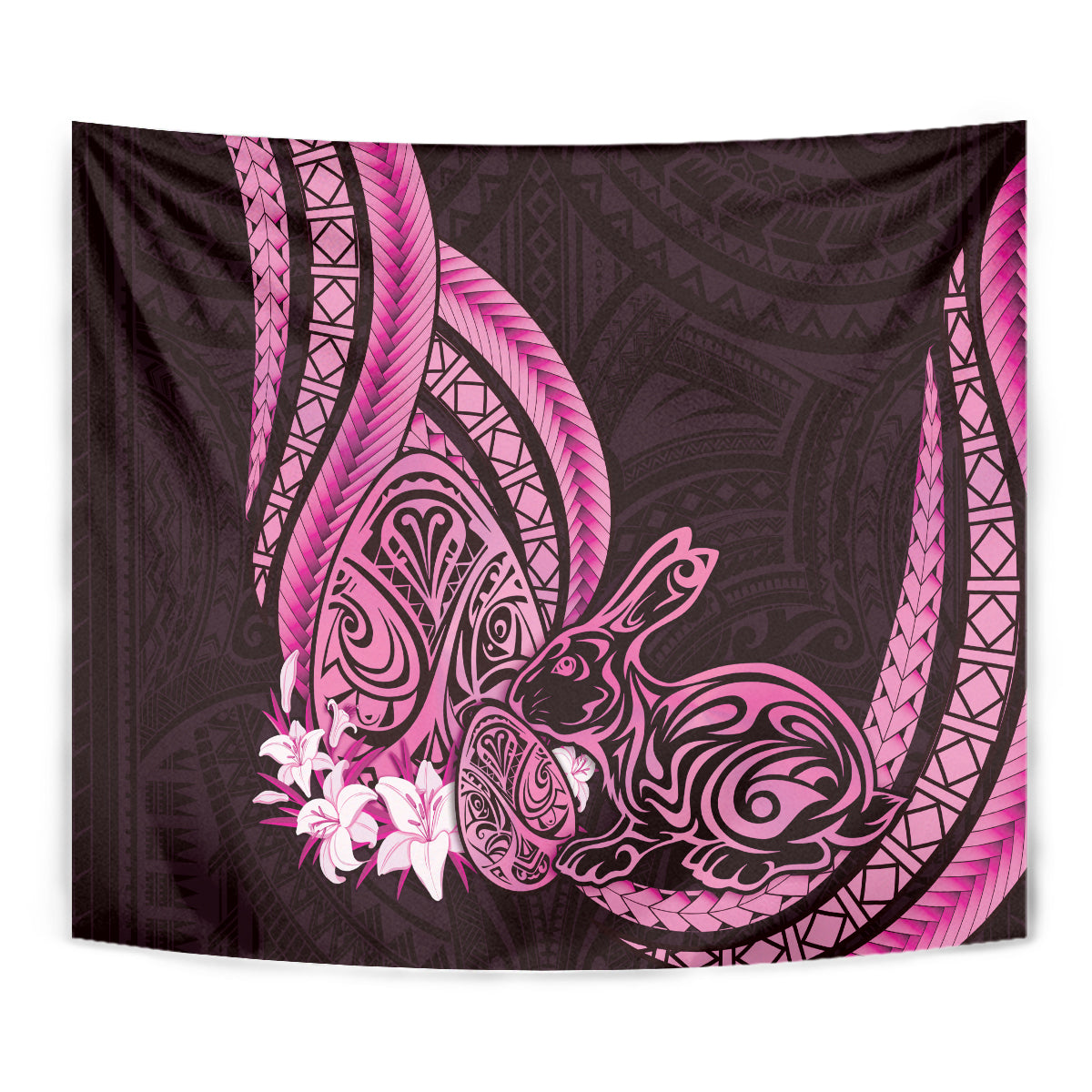 Pink Polynesia Easter Day Tapestry Eggs With Bunny Polynesian Pattern LT14 - Polynesian Pride