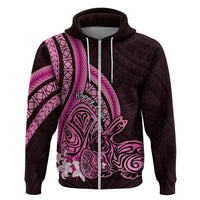 Pink Polynesia Easter Day Zip Hoodie Eggs With Bunny Polynesian Pattern LT14 Zip Hoodie Pink - Polynesian Pride