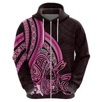 Pink Polynesia Easter Day Zip Hoodie Eggs With Bunny Polynesian Pattern LT14 - Polynesian Pride