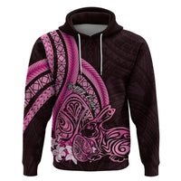 Pink Polynesia Easter Day Zip Hoodie Eggs With Bunny Polynesian Pattern LT14 Pullover Hoodie Pink - Polynesian Pride