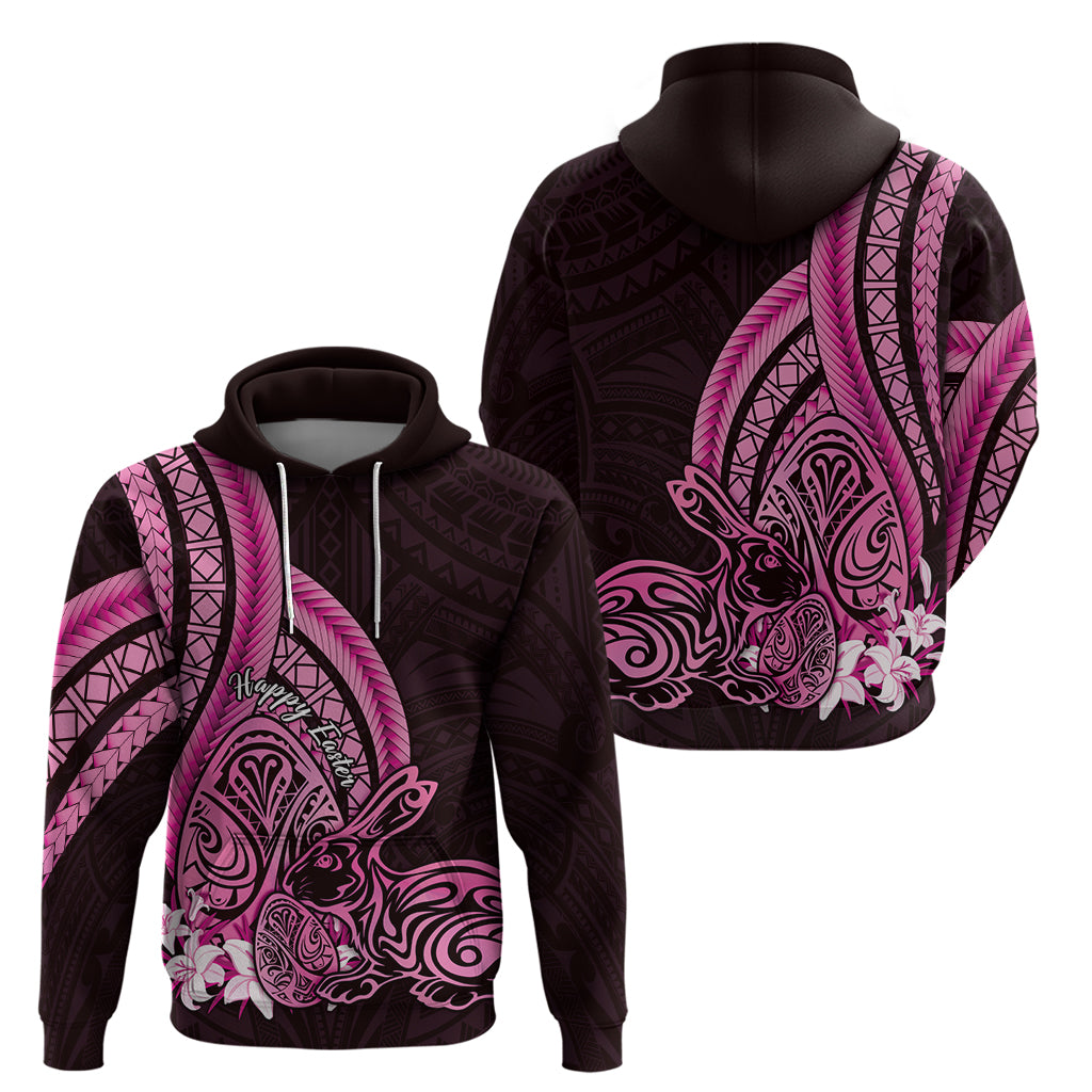 Pink Polynesia Easter Day Zip Hoodie Eggs With Bunny Polynesian Pattern LT14 - Polynesian Pride