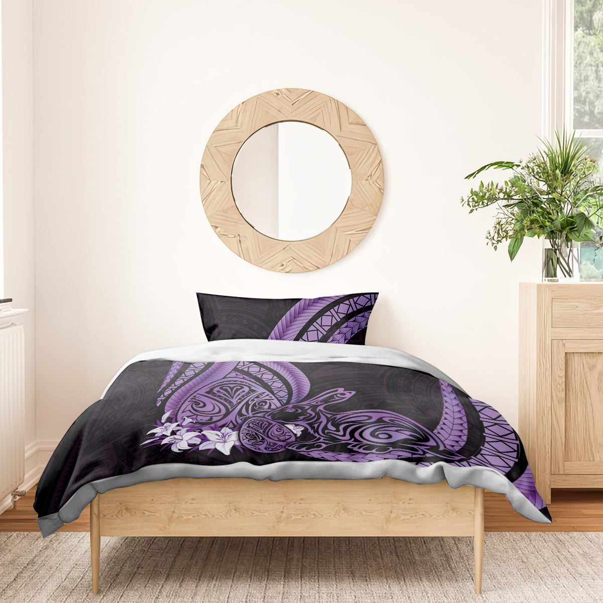 Purple Polynesia Easter Day Bedding Set Eggs With Bunny Polynesian Pattern LT14 - Polynesian Pride