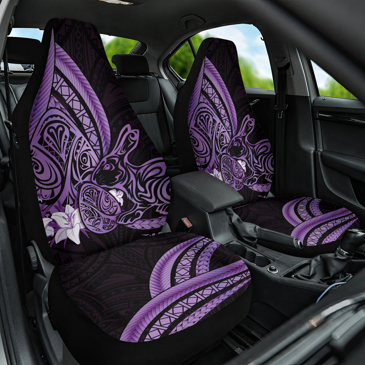 Purple Polynesia Easter Day Car Seat Cover Eggs With Bunny Polynesian Pattern LT14 One Size Purple - Polynesian Pride