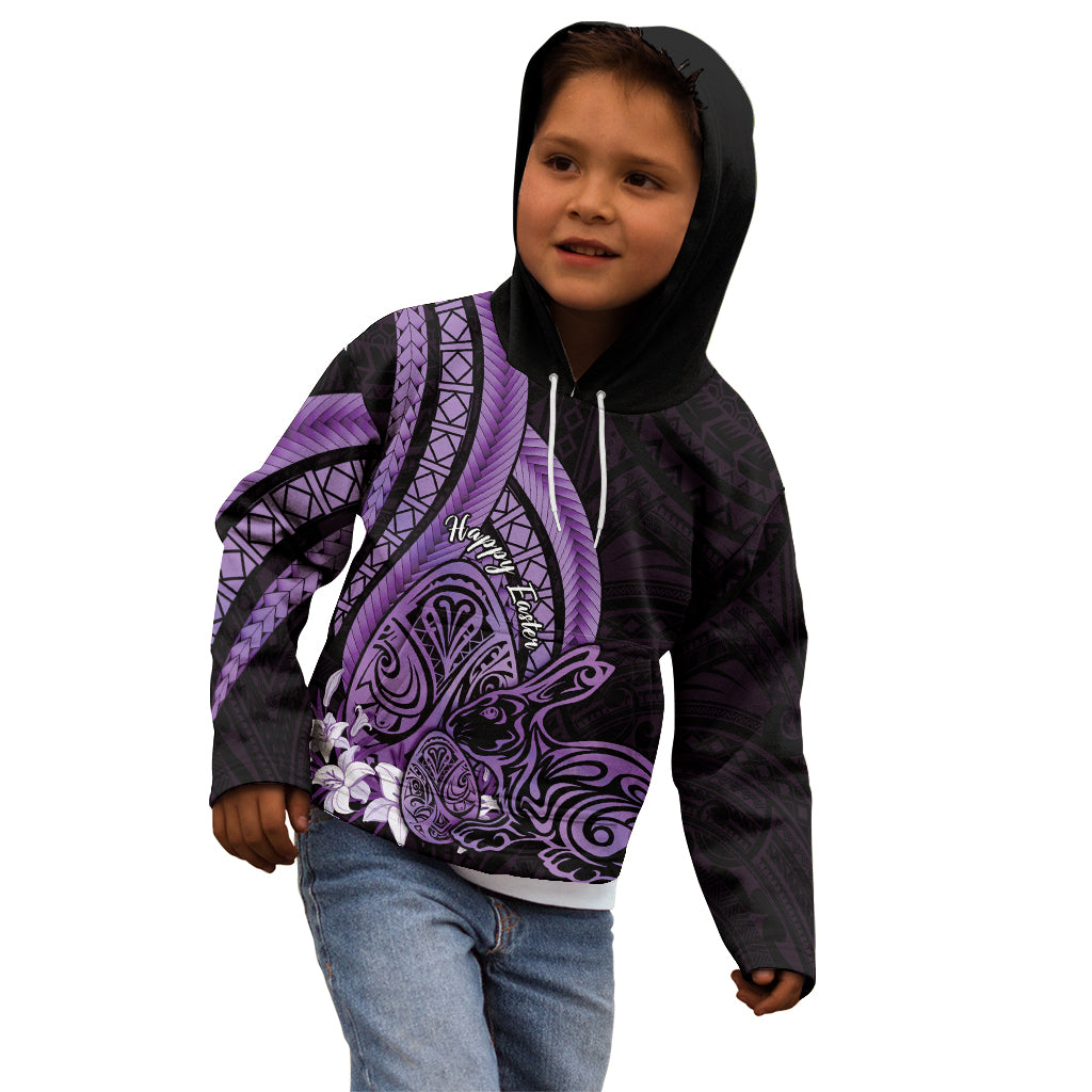Purple Polynesia Easter Day Kid Hoodie Eggs With Bunny Polynesian Pattern LT14 - Polynesian Pride