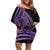 Purple Polynesia Easter Day Off Shoulder Short Dress Eggs With Bunny Polynesian Pattern