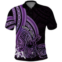 Purple Polynesia Easter Day Polo Shirt Eggs With Bunny Polynesian Pattern LT14 Purple - Polynesian Pride