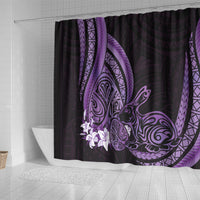 Purple Polynesia Easter Day Shower Curtain Eggs With Bunny Polynesian Pattern LT14 - Polynesian Pride