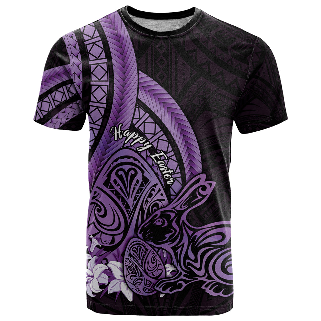 Purple Polynesia Easter Day T Shirt Eggs With Bunny Polynesian Pattern LT14 Purple - Polynesian Pride