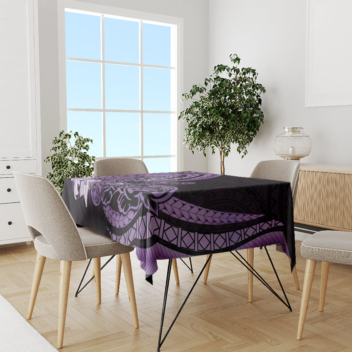 Purple Polynesia Easter Day Tablecloth Eggs With Bunny Polynesian Pattern LT14 - Polynesian Pride