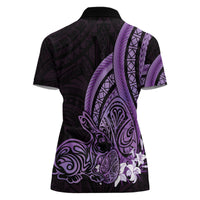 Purple Polynesia Easter Day Women Polo Shirt Eggs With Bunny Polynesian Pattern LT14 - Polynesian Pride