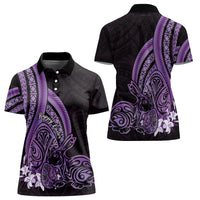 Purple Polynesia Easter Day Women Polo Shirt Eggs With Bunny Polynesian Pattern LT14 - Polynesian Pride