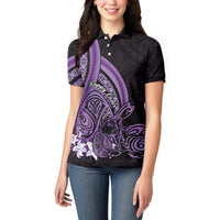 Purple Polynesia Easter Day Women Polo Shirt Eggs With Bunny Polynesian Pattern LT14 - Polynesian Pride