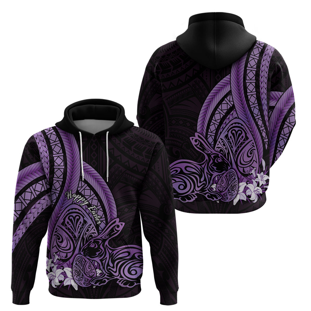 Purple Polynesia Easter Day Zip Hoodie Eggs With Bunny Polynesian Pattern LT14 - Polynesian Pride