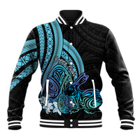 Turquoise Polynesia Easter Day Baseball Jacket Eggs With Bunny Polynesian Pattern LT14 Unisex Turquoise - Polynesian Pride