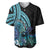 Turquoise Polynesia Easter Day Baseball Jersey Eggs With Bunny Polynesian Pattern