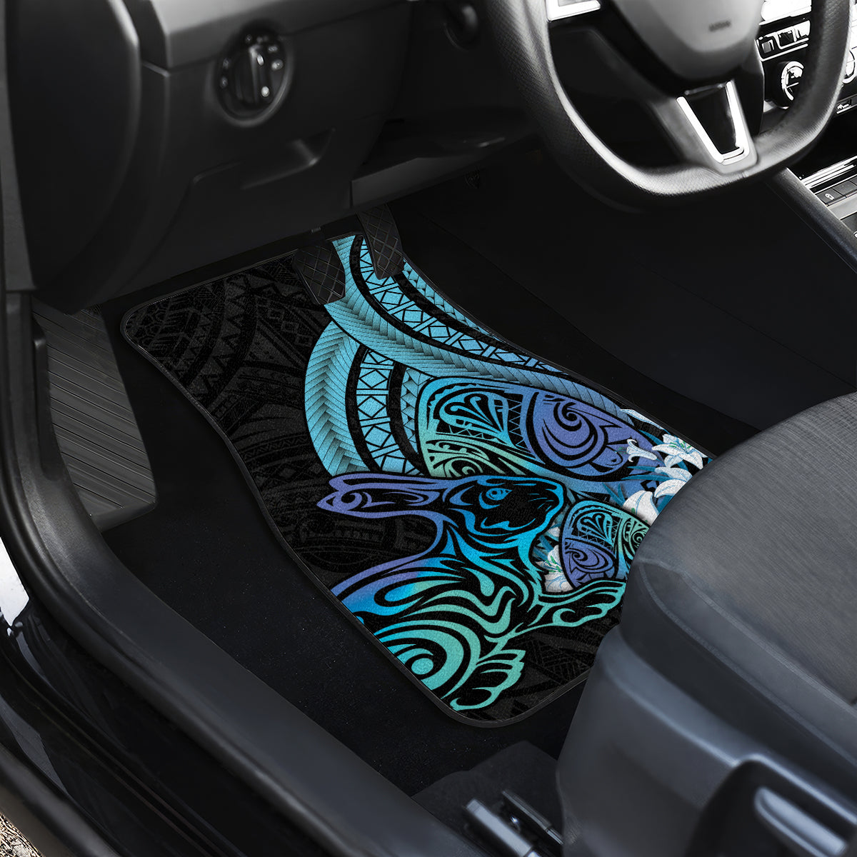 Turquoise Polynesia Easter Day Car Mats Eggs With Bunny Polynesian Pattern LT14 - Polynesian Pride