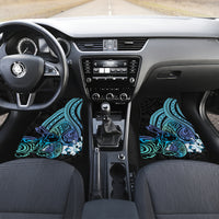 Turquoise Polynesia Easter Day Car Mats Eggs With Bunny Polynesian Pattern LT14 Set 2pcs - Front Turquoise - Polynesian Pride