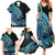 Turquoise Polynesia Easter Day Family Matching Summer Maxi Dress and Hawaiian Shirt Eggs With Bunny Polynesian Pattern