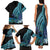 Turquoise Polynesia Easter Day Family Matching Tank Maxi Dress and Hawaiian Shirt Eggs With Bunny Polynesian Pattern