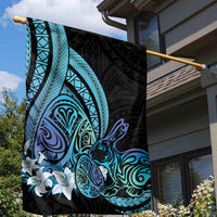 Turquoise Polynesia Easter Day Garden Flag Eggs With Bunny Polynesian Pattern LT14 - Polynesian Pride