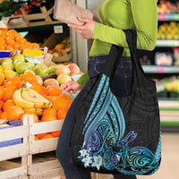 Turquoise Polynesia Easter Day Grocery Bag Eggs With Bunny Polynesian Pattern LT14 - Polynesian Pride